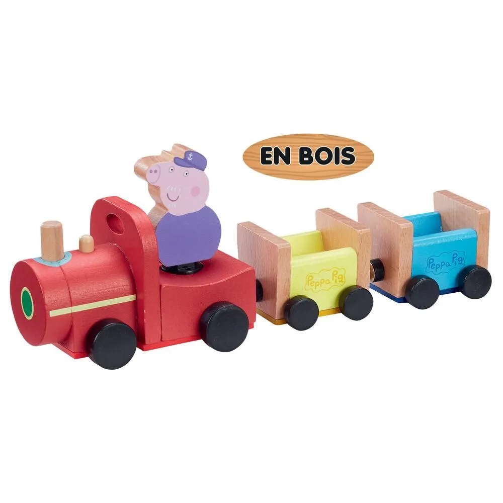 TRAIN DE PAPY PIG EN BOIS AVEC 1 PERSONNAGE