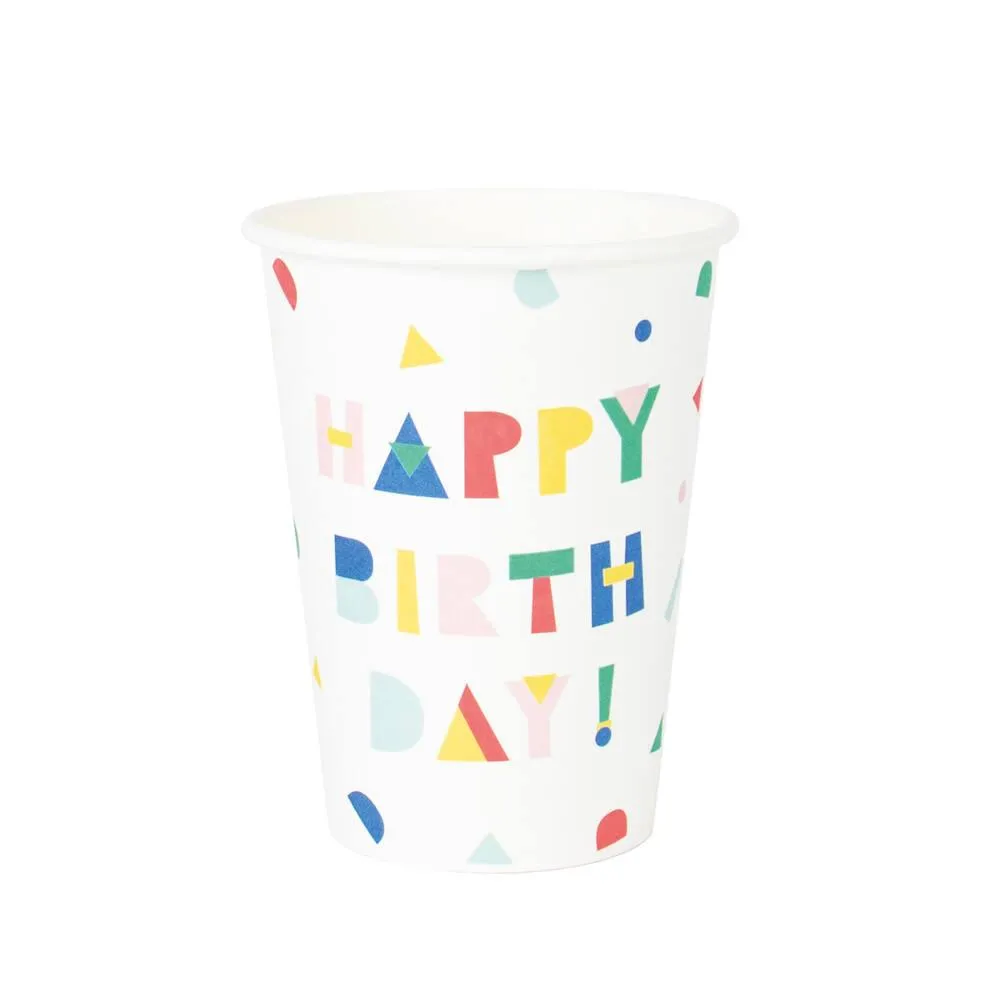 8 GOBELETS EN CARTON - HAPPY BIRTHDAY