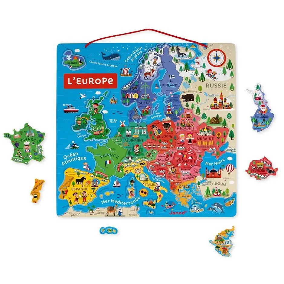 PUZZLE D'EUROPE MAGNETIQUE - EN BOIS