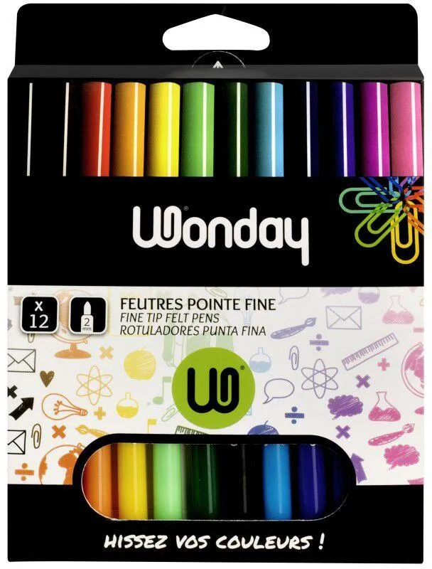 BOITE DE 12 FEUTRES POINTE FINE