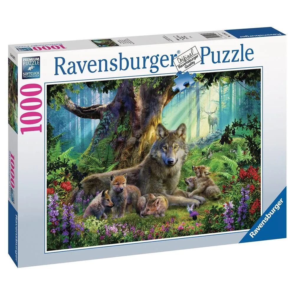 PUZZLE 1000 PIECES - FAMILLE DE LOUPS DANS LA FORÊT