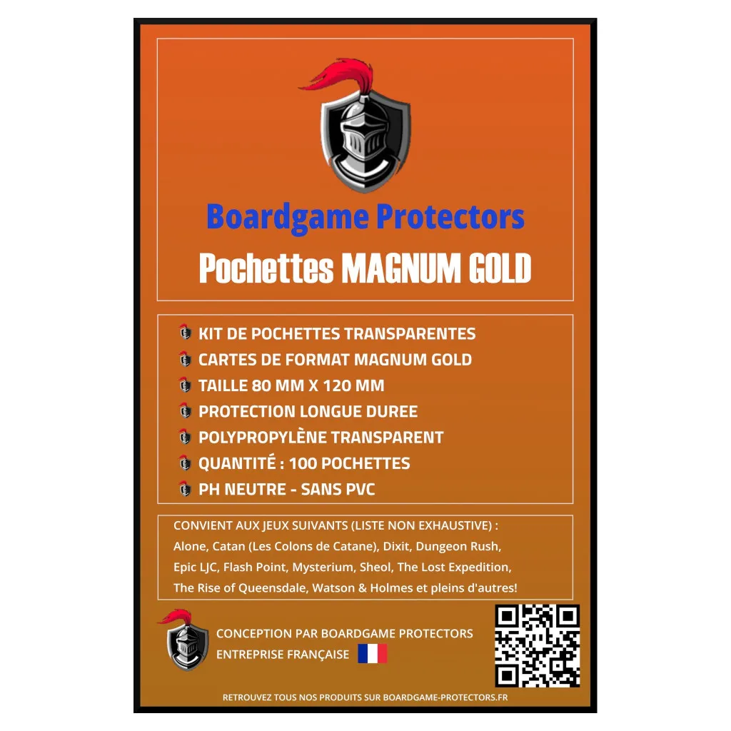 100 Pochettes Magnum Gold 80x120mm | Boardgame Protectors