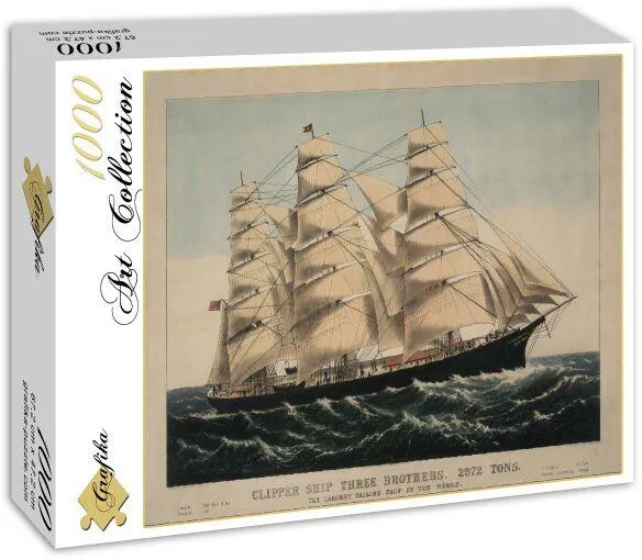 AFFICHE CURRIER ET IVES : CLIPPER SHIP THREE BROTHERS , 1875