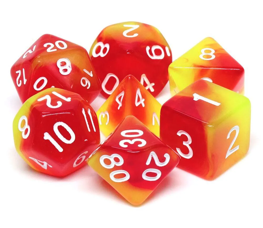 LOT DE 7 DES EN BOITE– FUSION ROUGE ET JAUNE