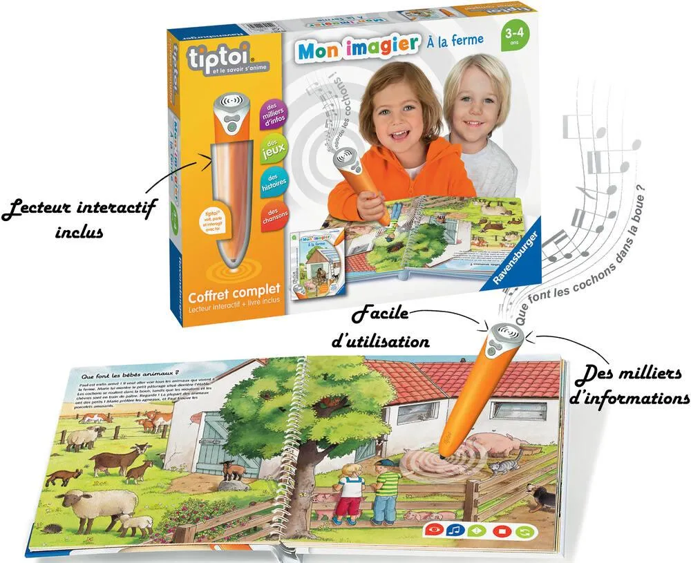 COFFRET COMPLET TIPTOI® LECTEUR INTERACTIF ET LIVRE IMAGIER A LA FERME