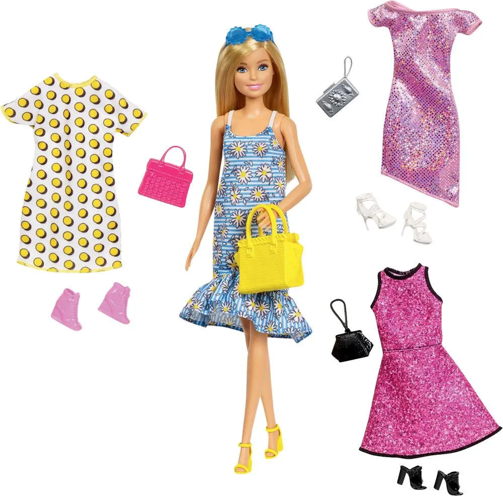 BARBIE  - POUPEE ET SES 3 TENUES