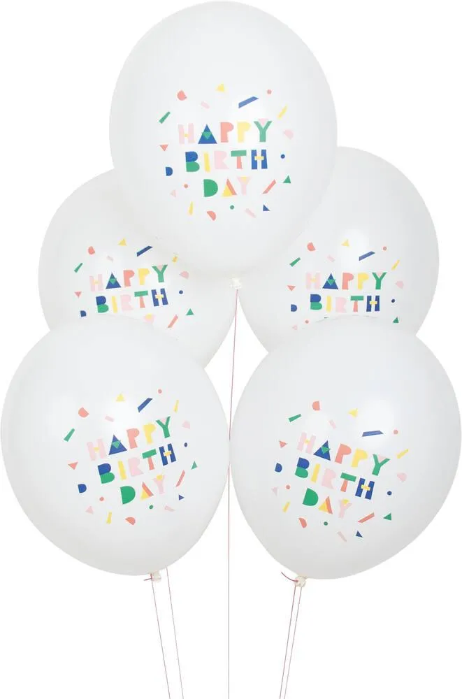 5 BALLONS IMPRIMES - HAPPY BIRTHDAY