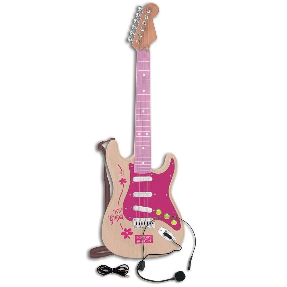 GUITARE ELECTRIQUE ROSE AVEC BANDOULIERE + MICRO-CASQUE
