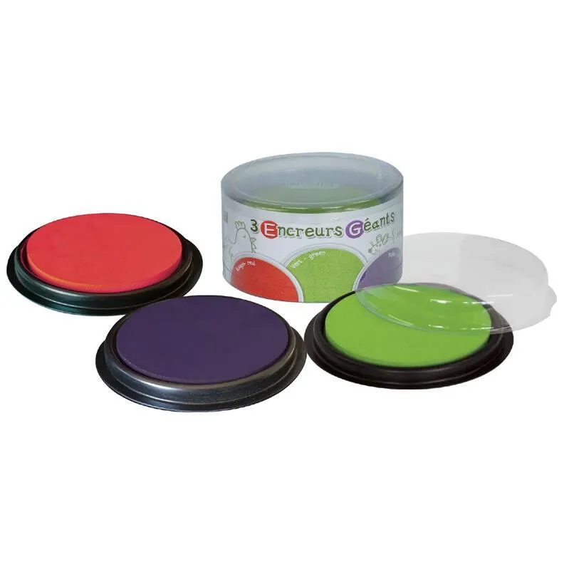 BOITE 3 ENCREURS RONDS - VERT-ROUGE-VIOLET