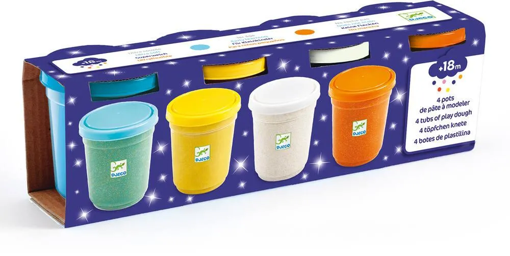 4 POTS DE PATE A MODELER PAILLETEES