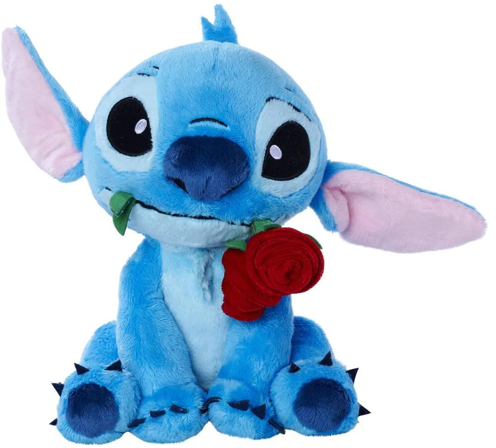 DISNEY - PELUCHE STITCH AVEC ROSE 25 CM