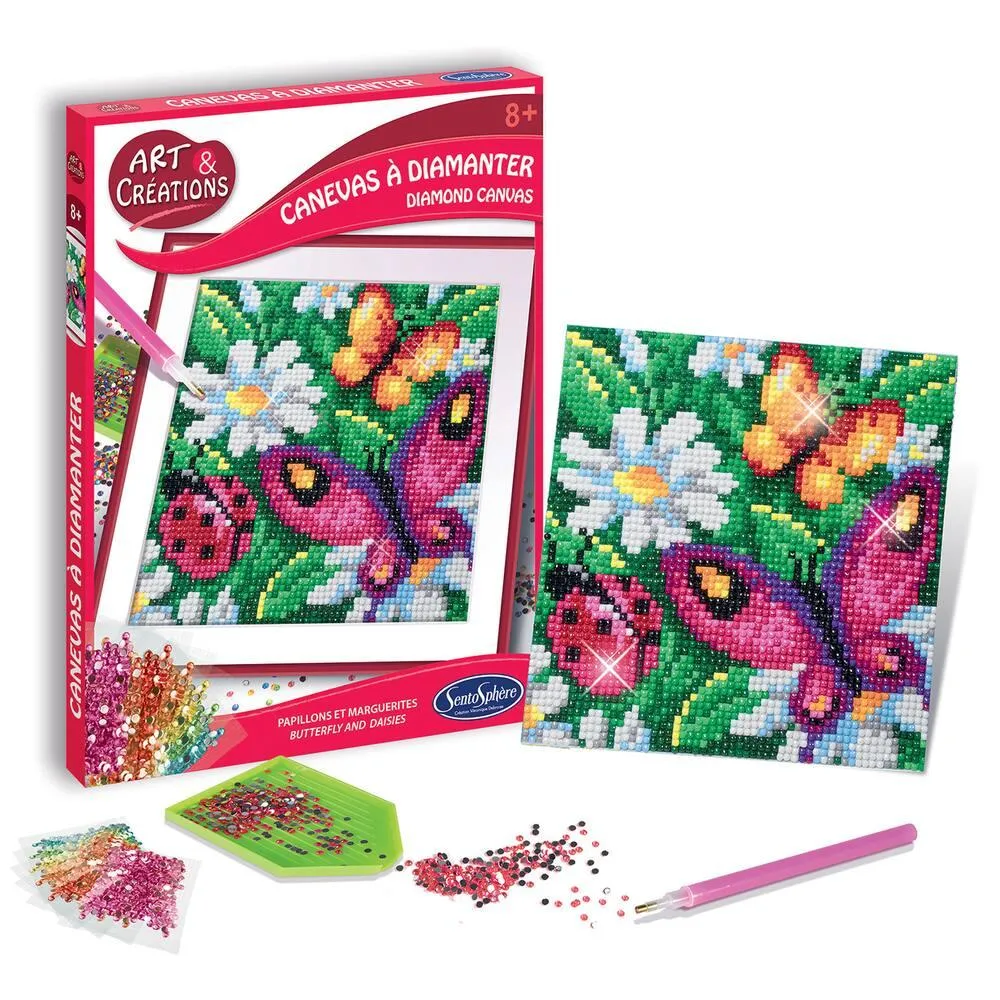 ART & CRÉATIONS CANEVAS A DIAMANTER PAPILLONS ET MARGUERITES