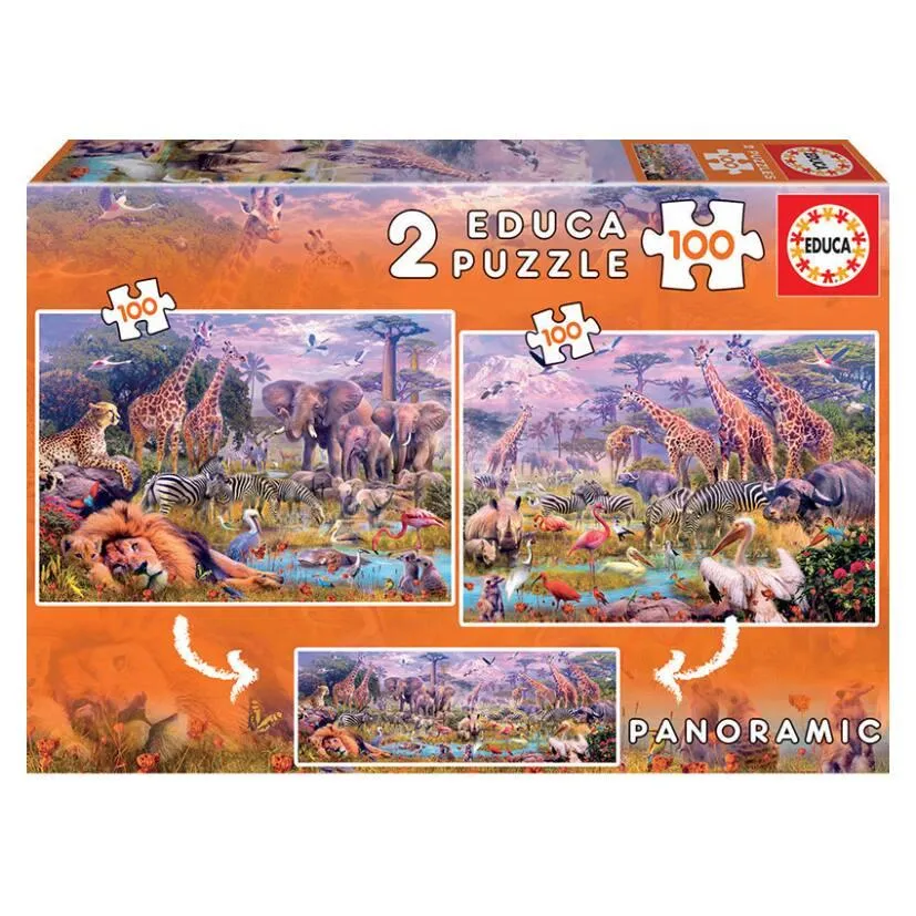 PUZZLE JUNIOR 2 X 100 ANIMAUX SAUVAGES