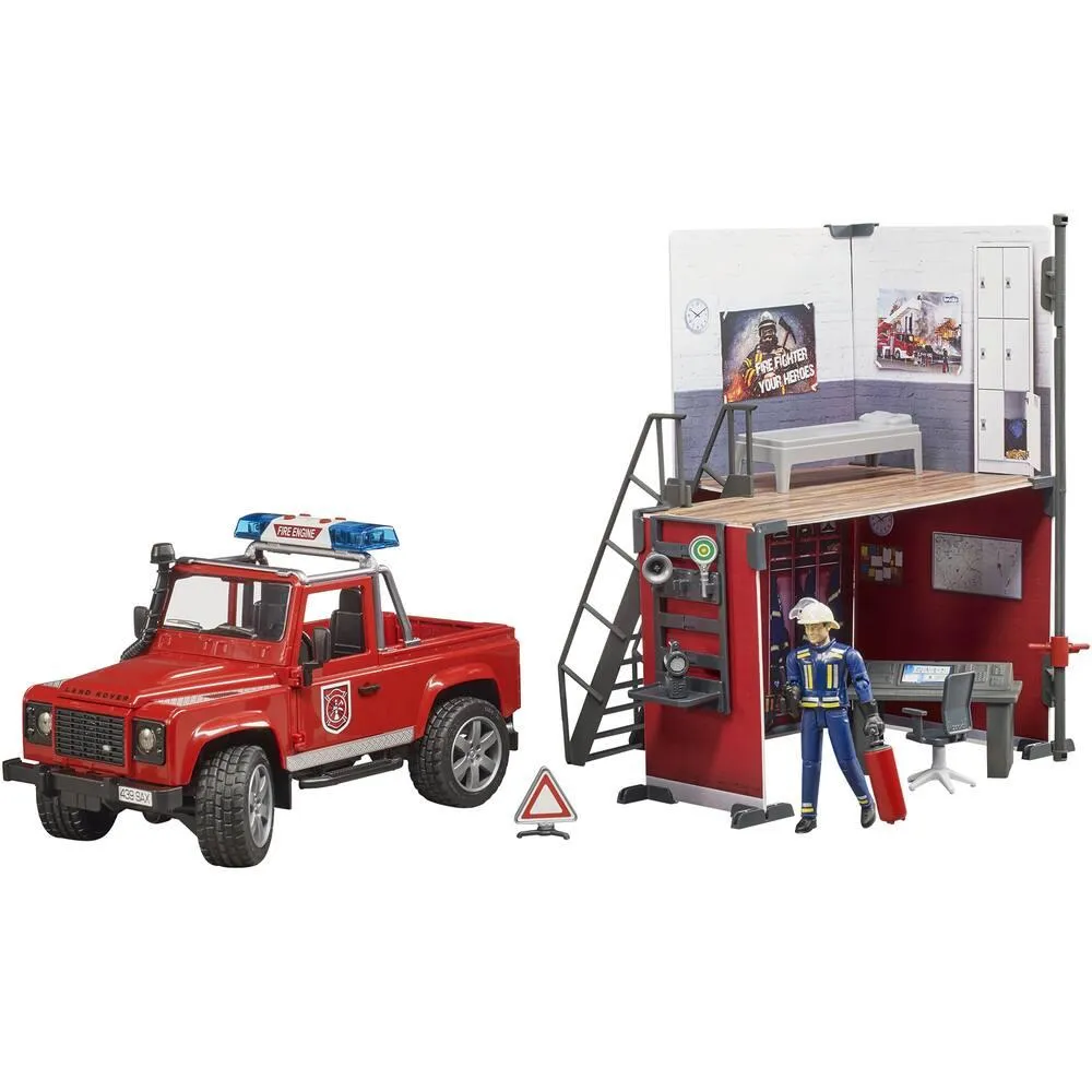 CASERNE DE POMPIERS BWORLD AVEC LAND ROVER DEFENDER