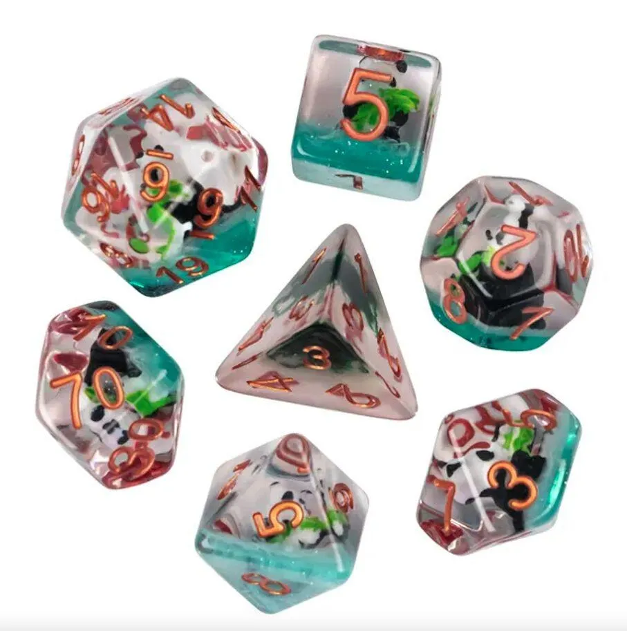 LOT DE 7 DES RESINE GAMME INSERT - EN BOITE - PANDA