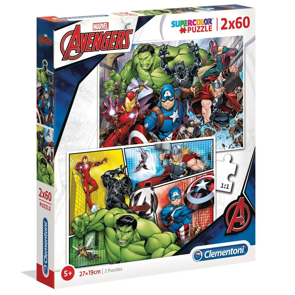 MARVEL - AVENGERS - 2 PUZZLES SUPERCOLOR 60 PIECES