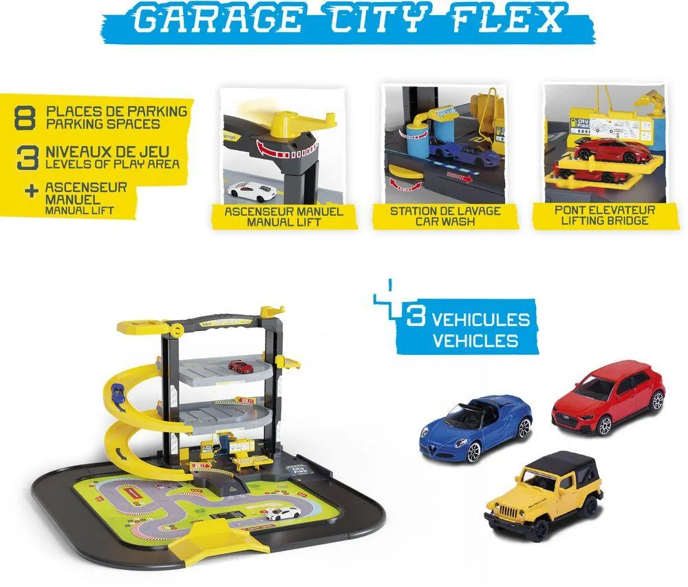 MAJORETTE GARAGE CITY FLEX + 5 VEH