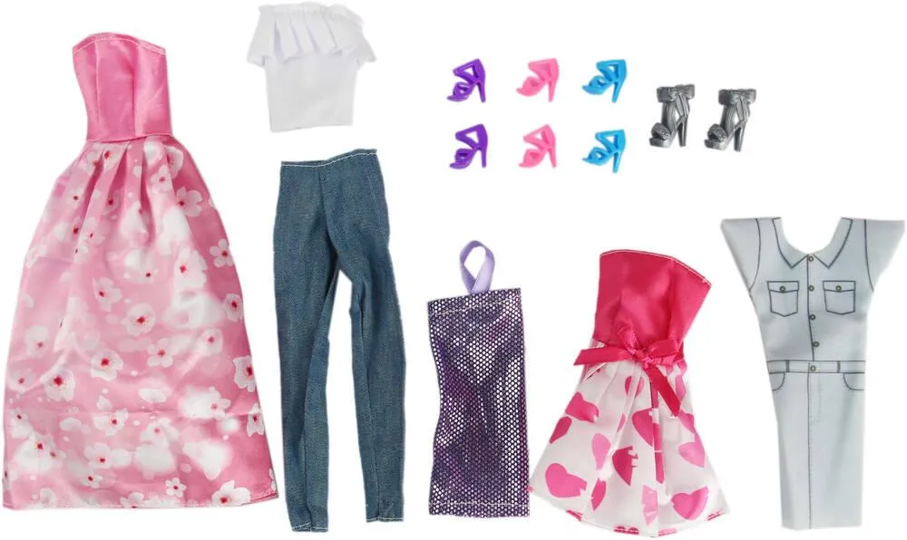 COFFRET 5 TENUES POUR POUPEE MANNEQUIN