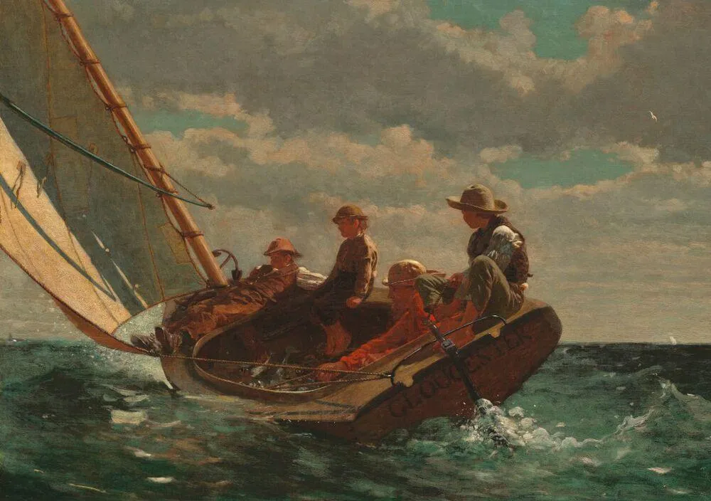 WINSLOW HOMER : BREEZING UP (A FAIR WIND), 1873-1876