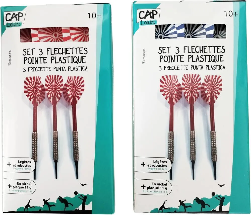 SET 3 FLECHETTES POINTE PLASTIQUE