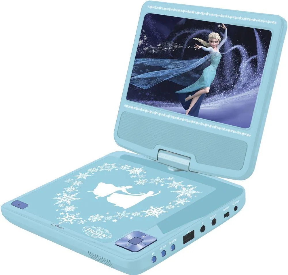 LECTEUR DVD PORTABLE AVEC ECRAN ROTATIF 7"ET PORT USB, ECOUTEURS REINE DES NEIGES