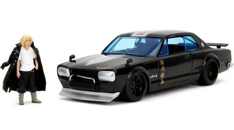 1/24 NISSAN SKYLINE GTR W/MIKEY FIGURE GLOSSY BLACK HOLLYWOOD RIDES