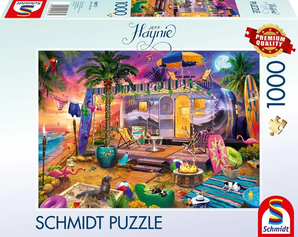 PUZZLE 1000 PIECES - ROULOTTE EN BORD DE MER