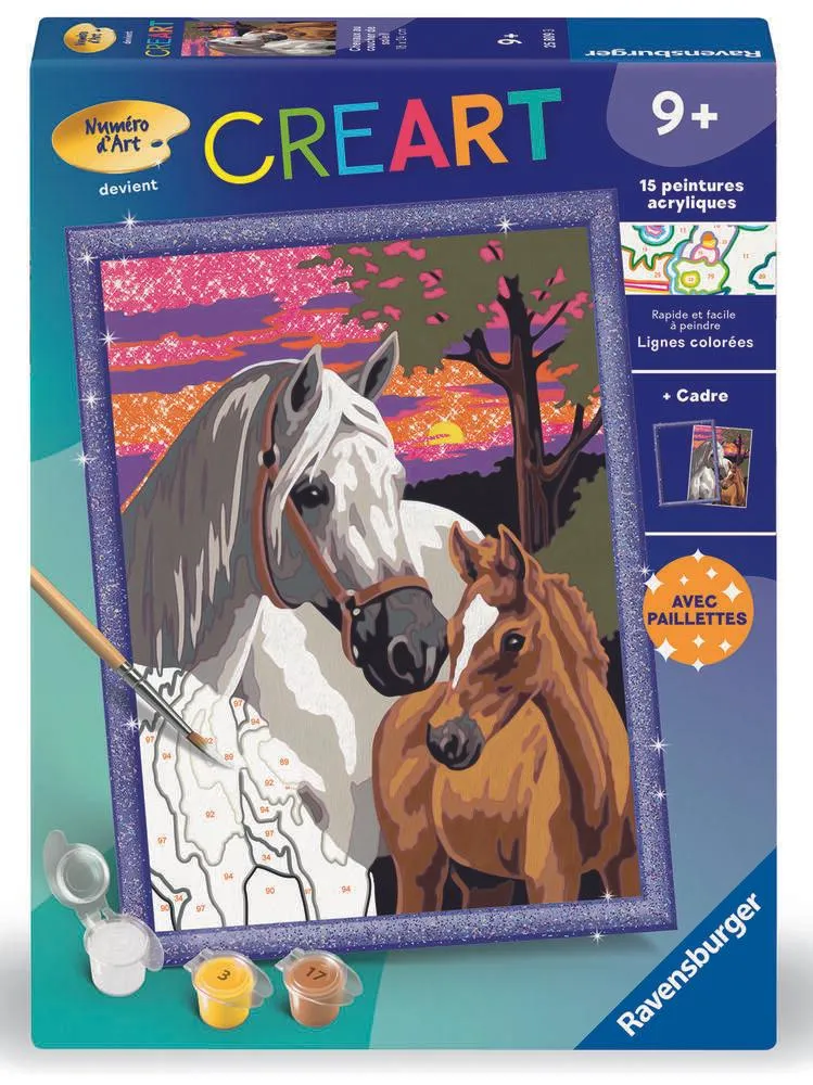 CREART KIDS  18X24CM  CHEVAUX AU COUCHER DE SOLEIL