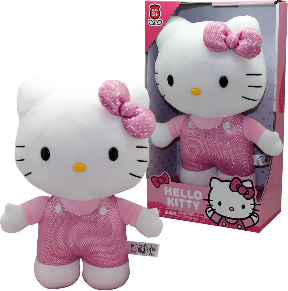 HELLO KITTY - PELUCHE DE 30 CM - ROBE A POINT ROSE