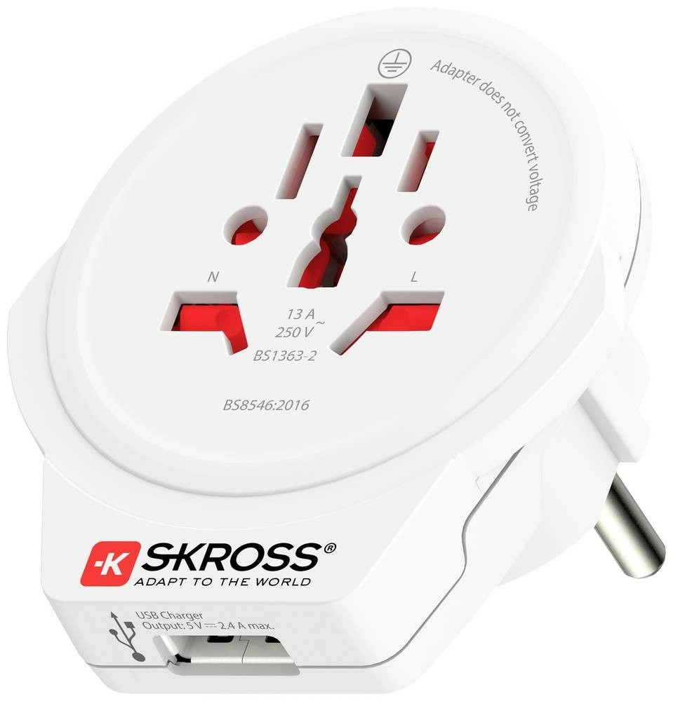 Skross - country travel adapter world to europe usb