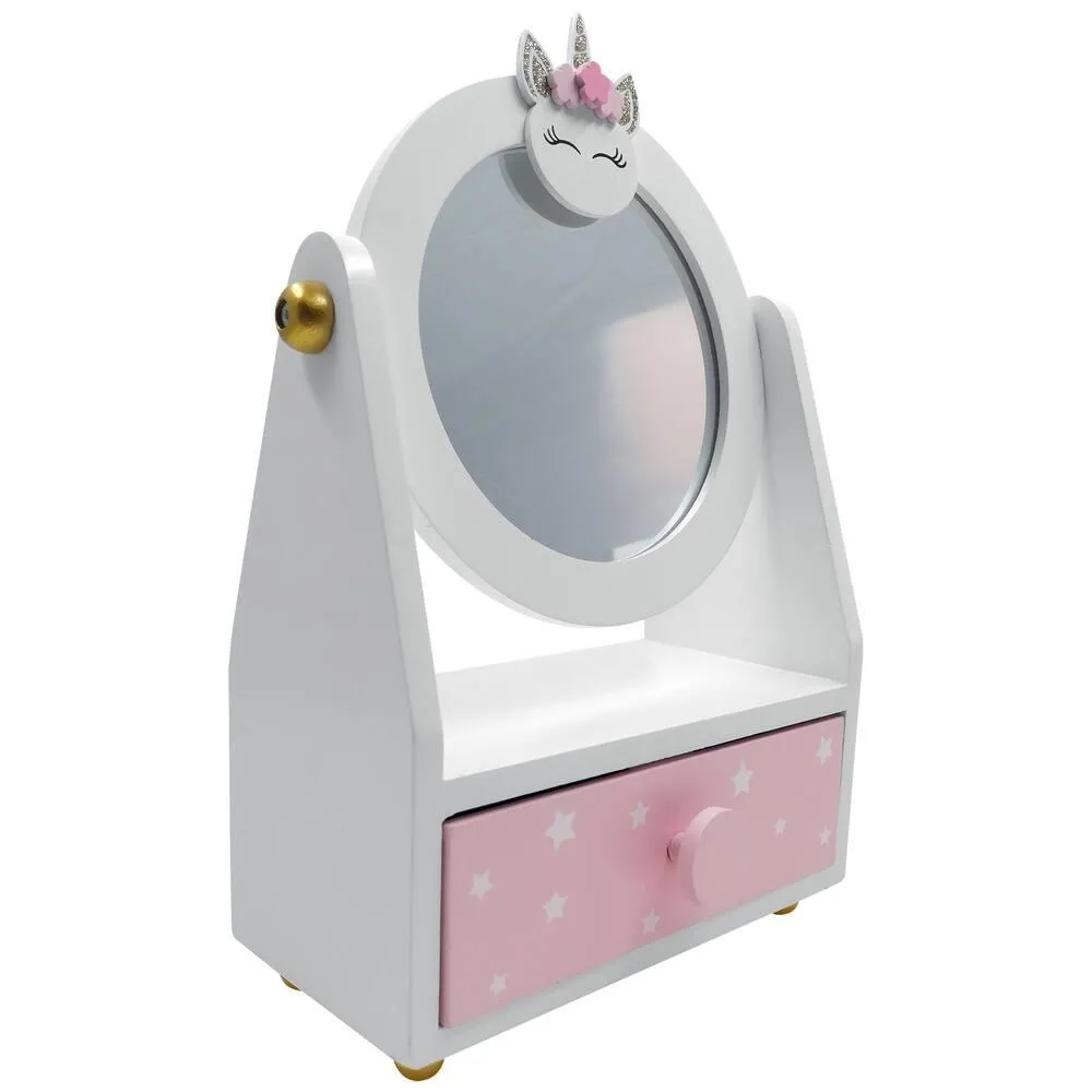 BOITE A BIJOUX AVEC MIROIR LICORNE