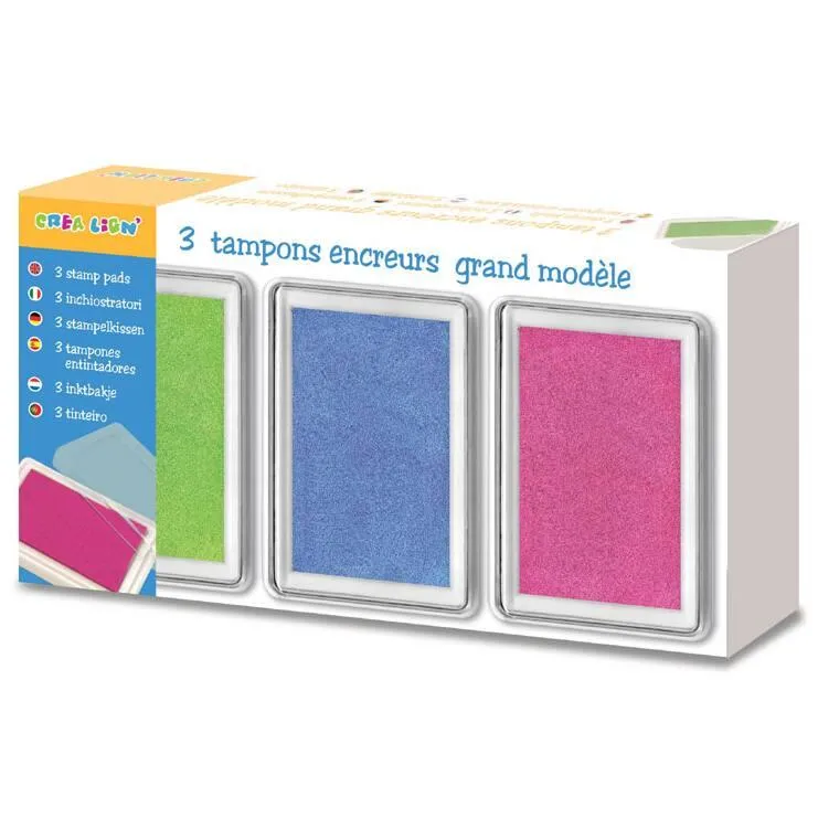 BOITE DE 3 ENCREURS GRAND MODELE - BLEU-ROSE-VERT
