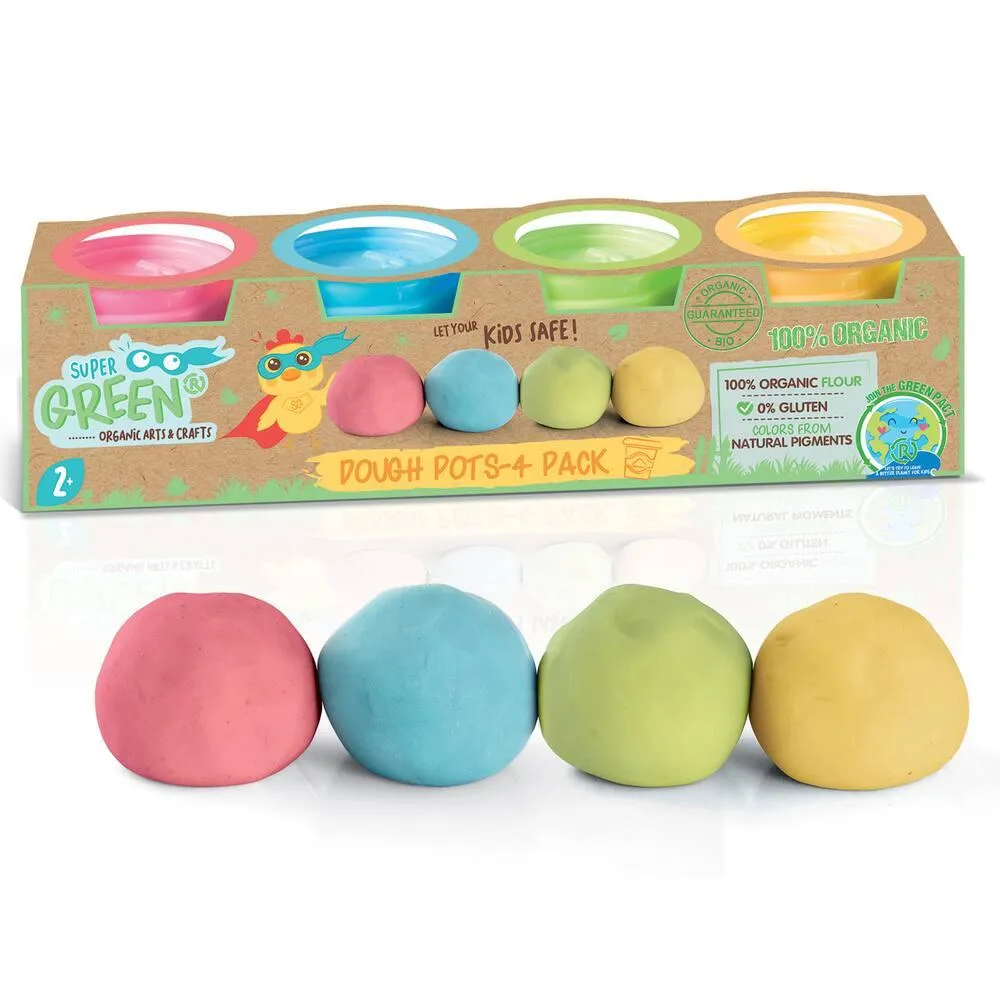 SUPER GREEN - 4 POTS DE PATES A MODELER BIO