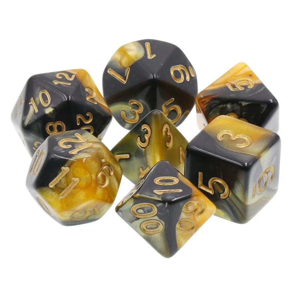 LOT DE 7 DES MULTIFORMAT AVEC BOITE– NOIR ET JAUNE MELANGE DE COULEURS