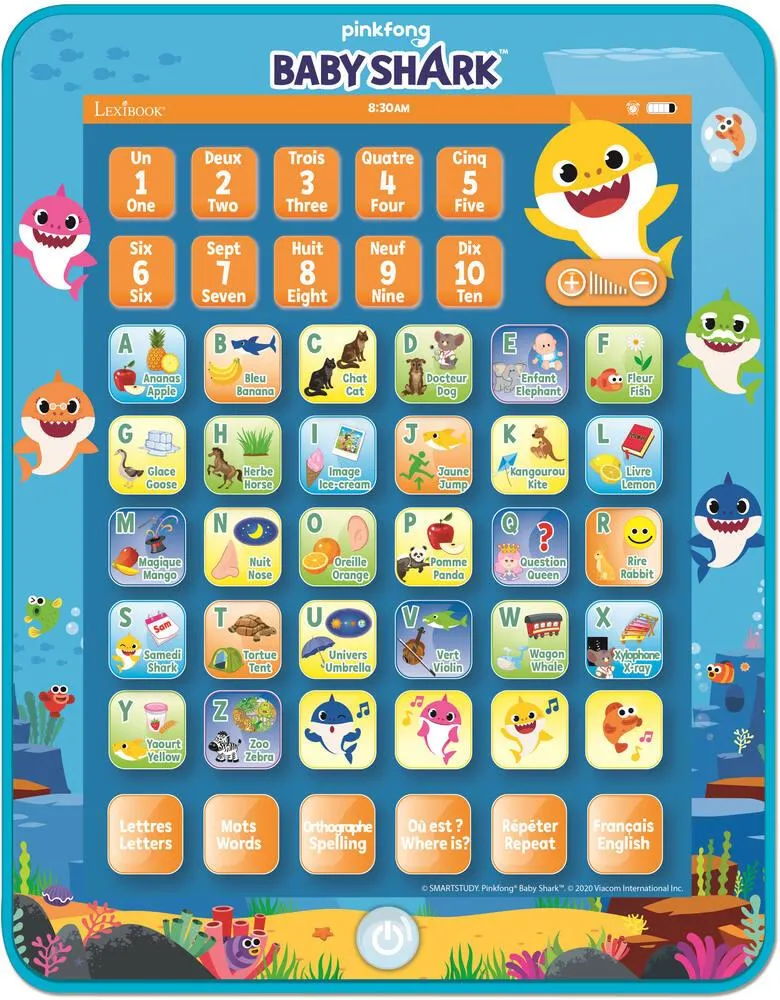 ABECEDAIRE EDUCATIF BILINGUE BABY SHARK EN FORME DE TABLETTE