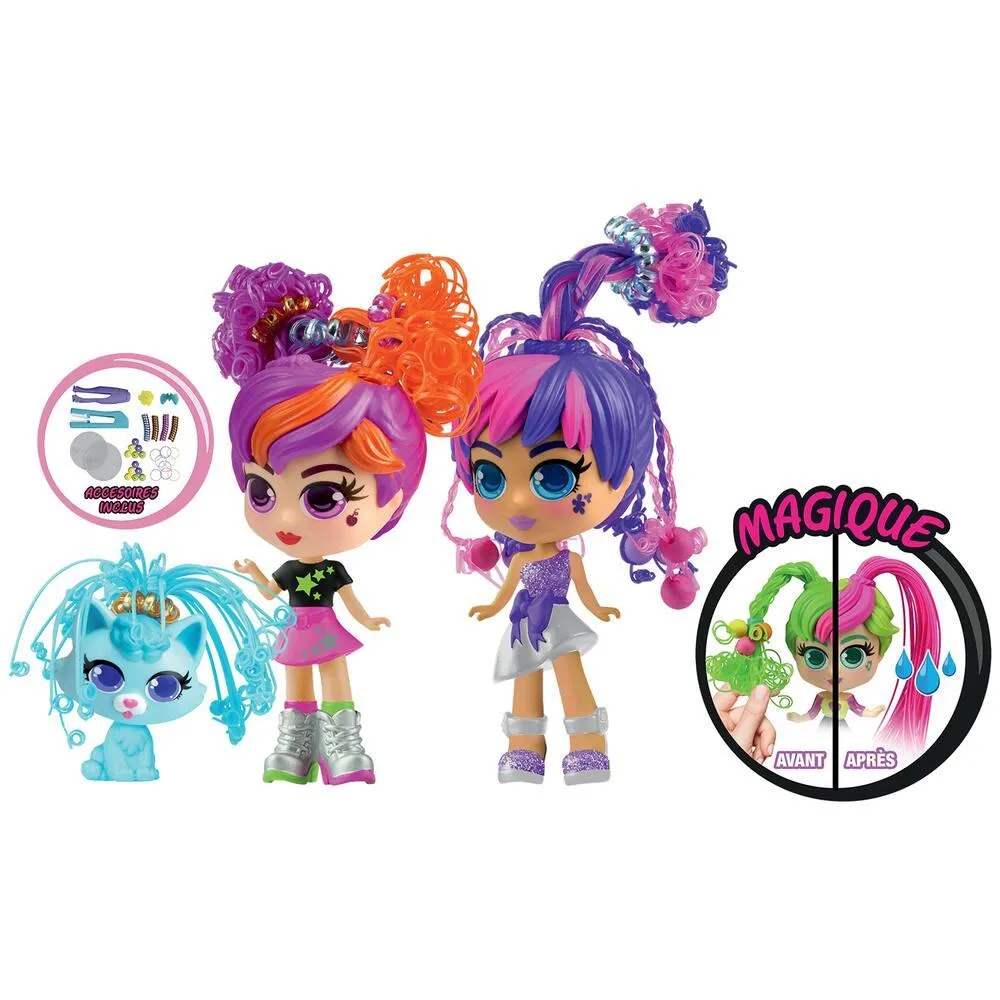 CURLIGIRLS ET PET TWIN SET - 2 POUPÉES ET 1 ANIMAL