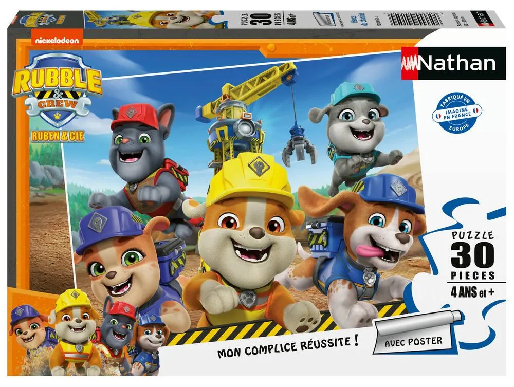 NATHAN - RUBEN ET CIE - PUZZLE 30 PIECES  HEROS DU CHANTIER