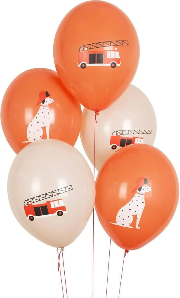 5 BALLONS IMPRIMES - POMPIERS
