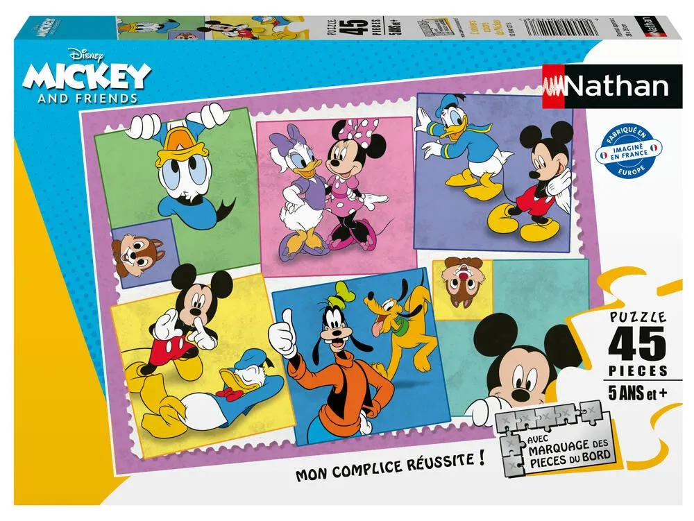 DISNEY MICKEY -NATHAN PUZZLE 45 P  L'UNIVERS COLORE DE MICKEY