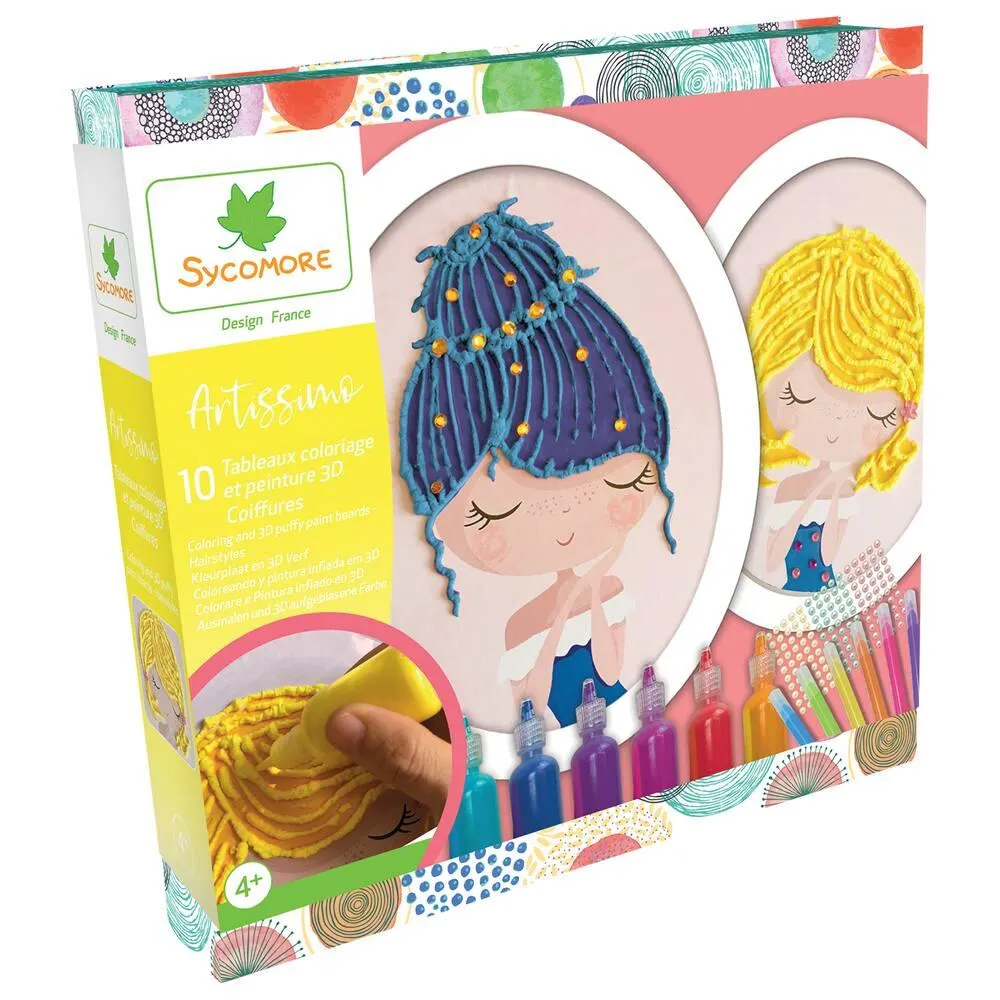 10 TABLEAUX COLORIAGES ET PEINTURE EN 3D COIFFURES