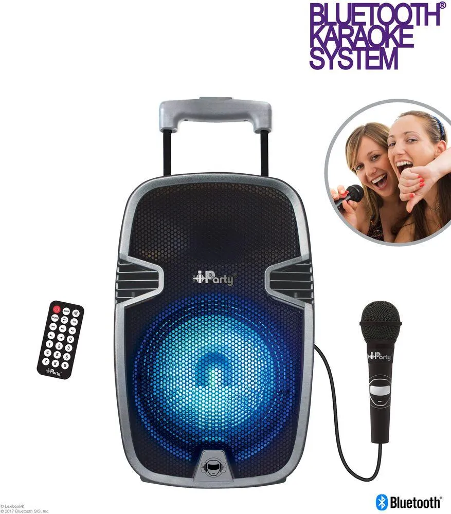 BLUETOOTH® KARAOKE AUDIO SYSTEM 8’’ AVEC ROULETTES, LUMIERES ET MICRO