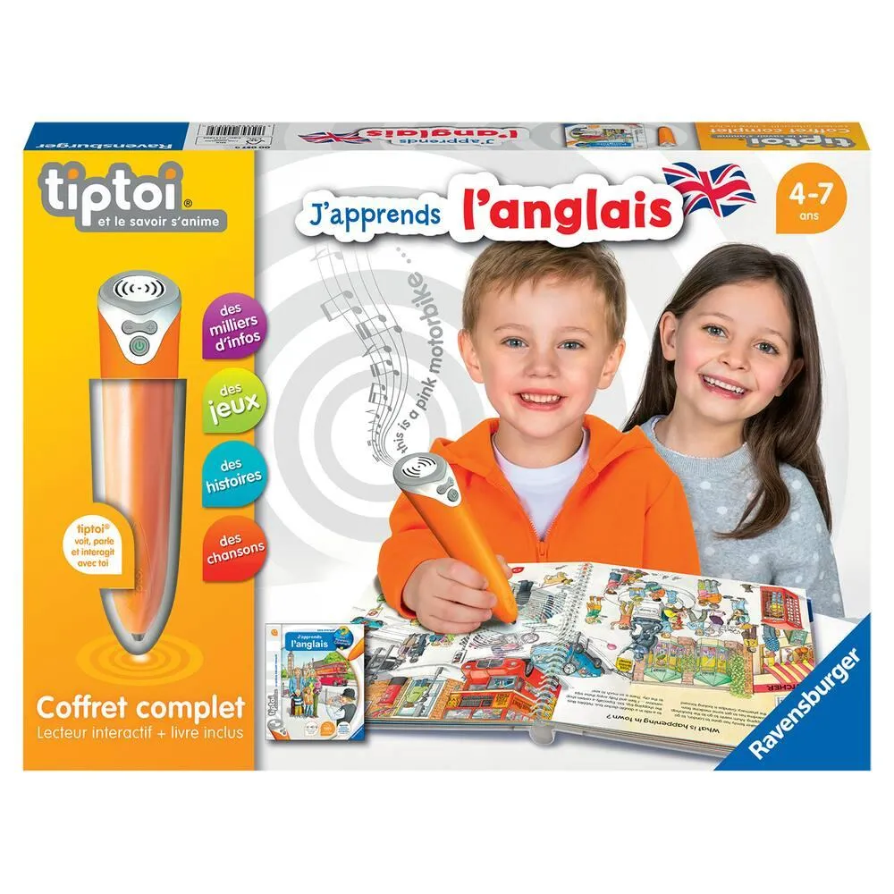 TIPTOI COFFRET COMPLET LECTEUR INTERACTIF + LIVRE J'APPRENDS L'ANGLAIS