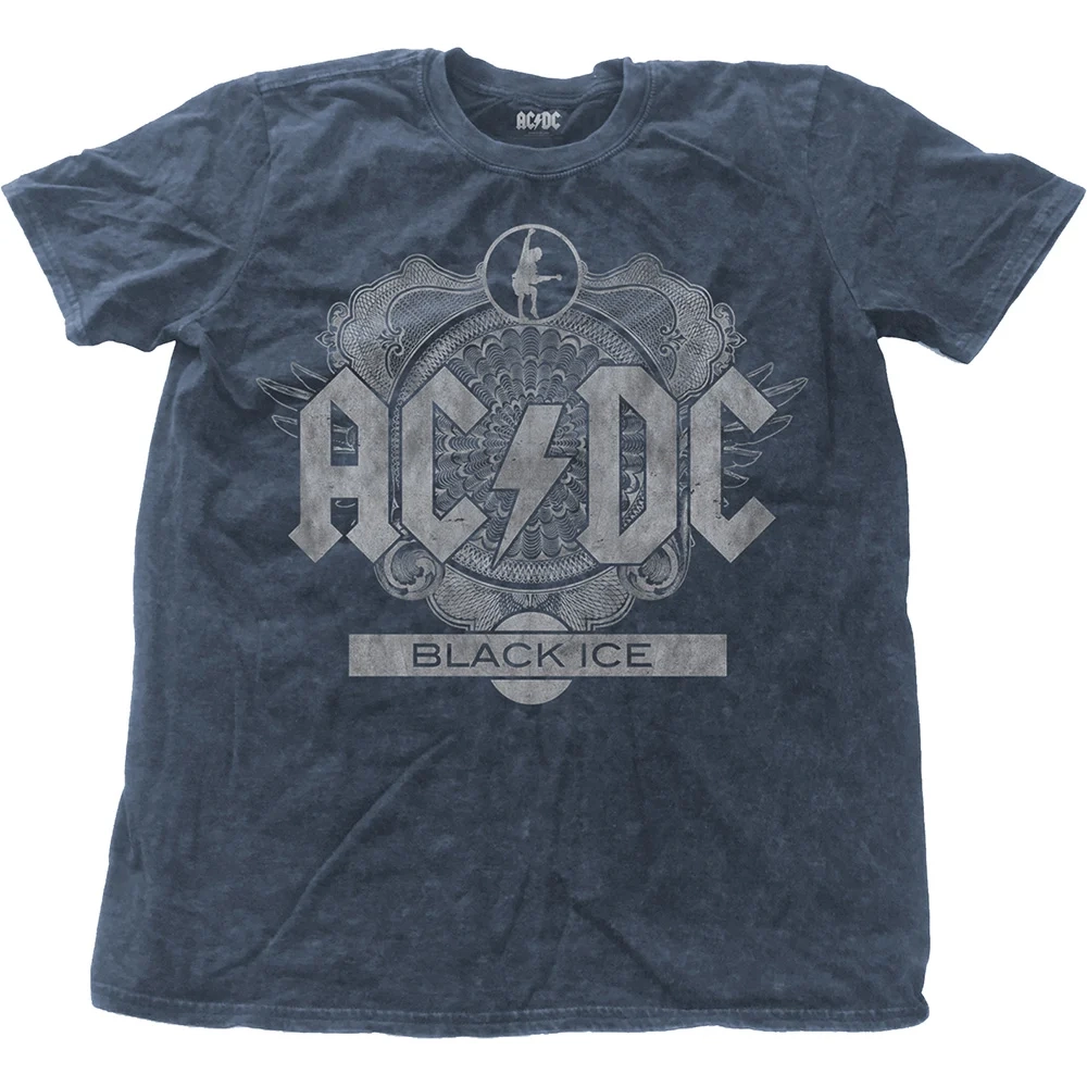Ac/dc - t-shirt snow wash col - black ice (s)