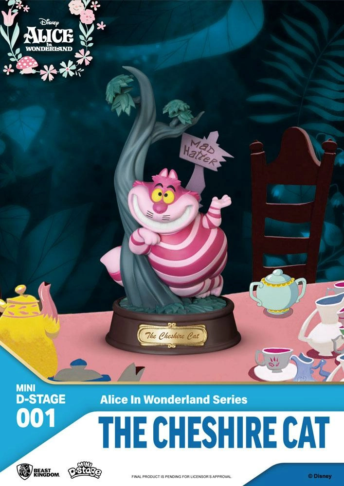 Alice au pays des merveilles statuette pvc mini diorama stage the cheshire cat 10 cm