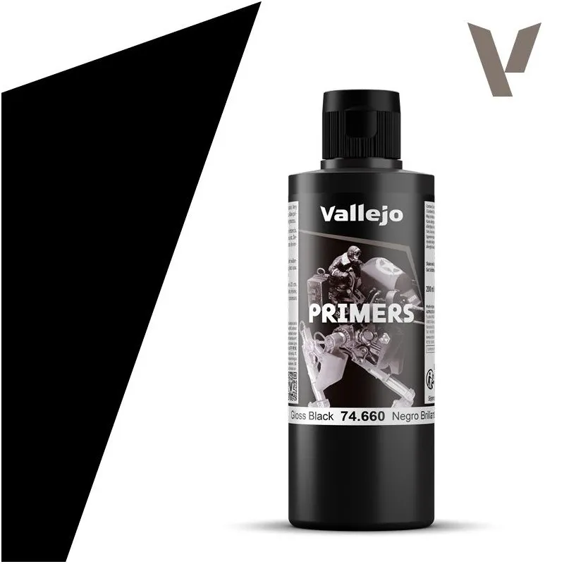 Apprêt acrylique à l’uréthane noir brillant. 200 ml. VALLEJO 74660