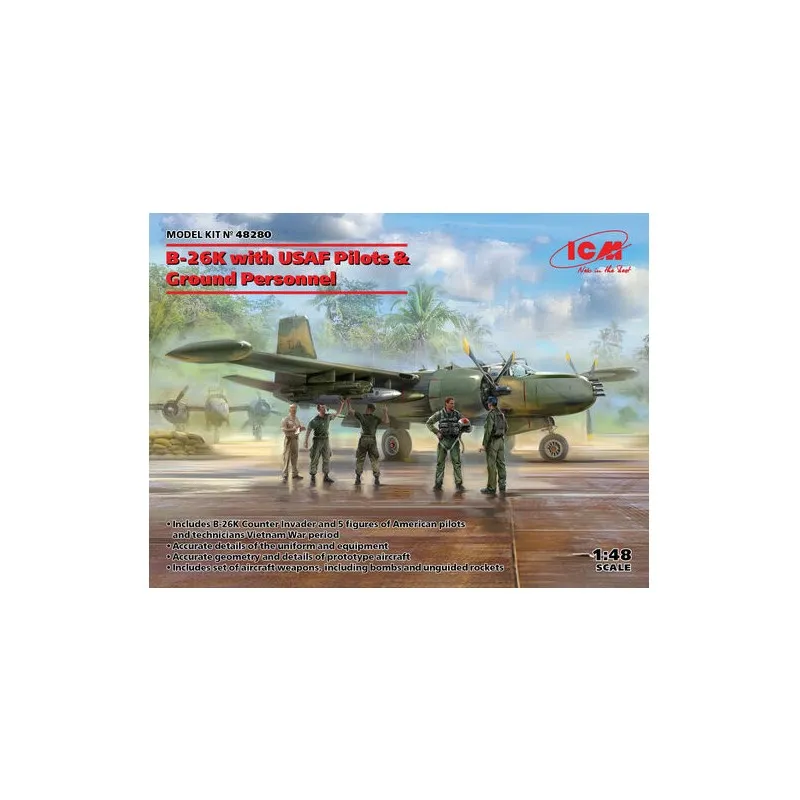 B-26K avec des pilotes et du personnel au sol de l’USAF. ICM 48280