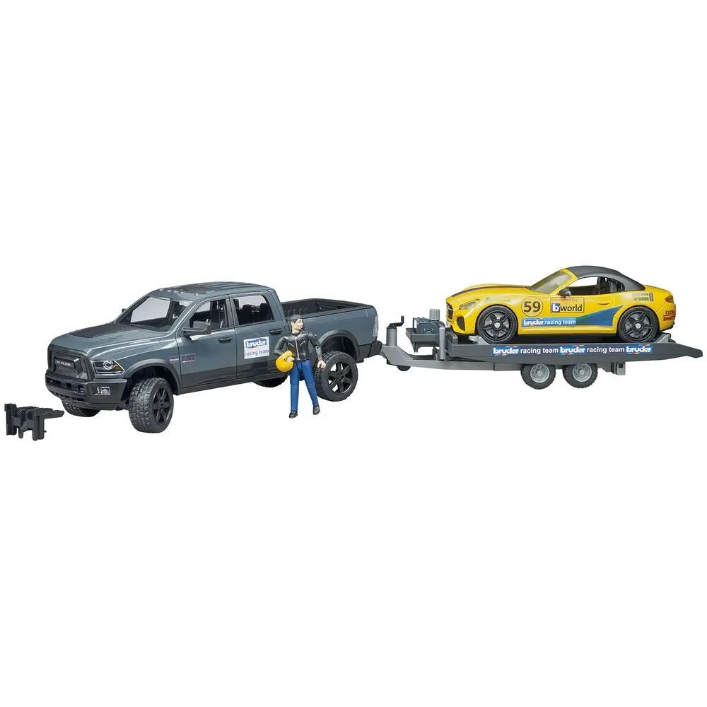 VEHICULE RAM 2500 POWER WAGON AVEC REMORQUE ET VOITURE ROADSTER 1:16 ème