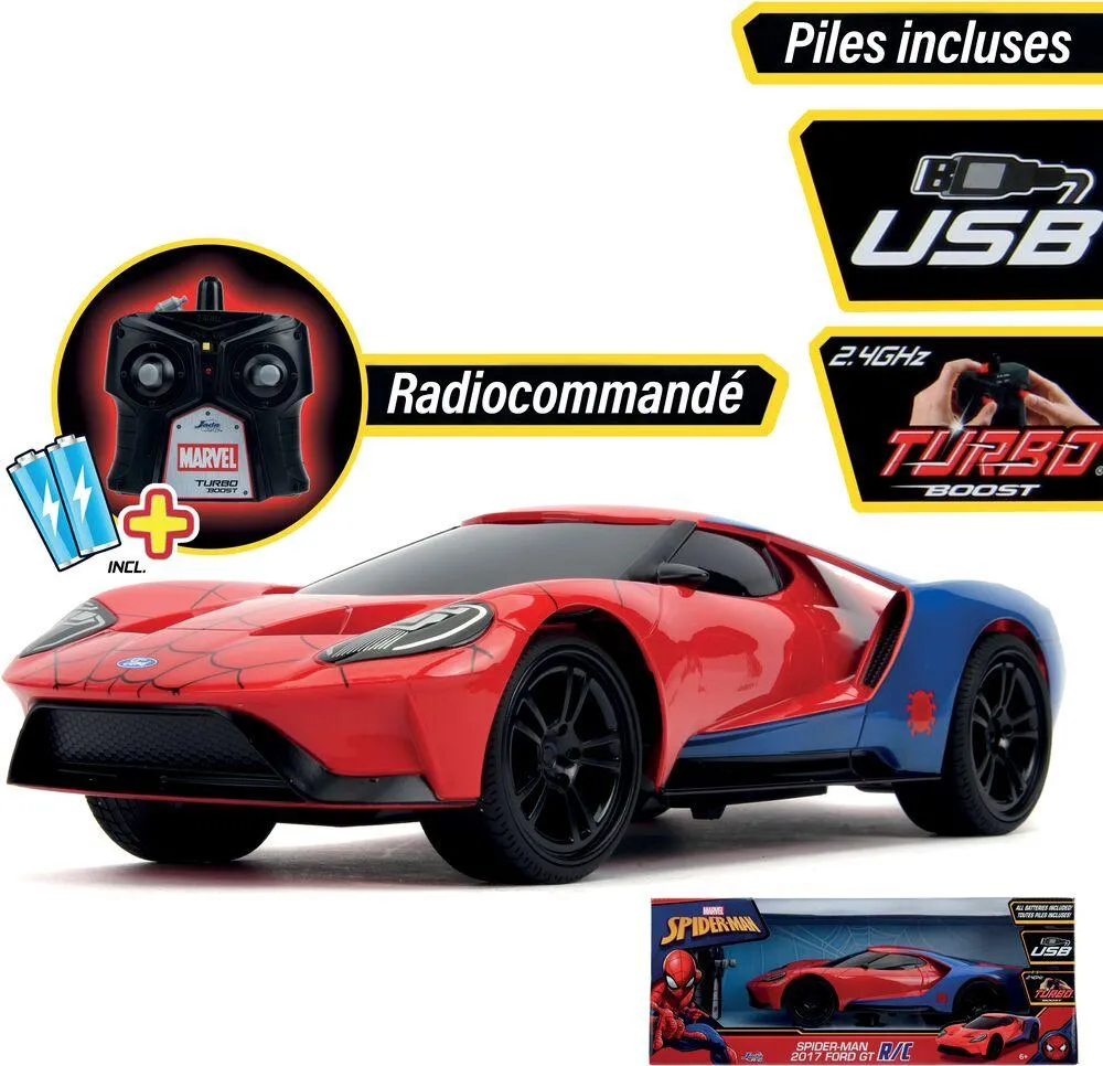 JADA SPIDERMAN - VOITURE RADIOCOMMANDEE FORD GT 1/16