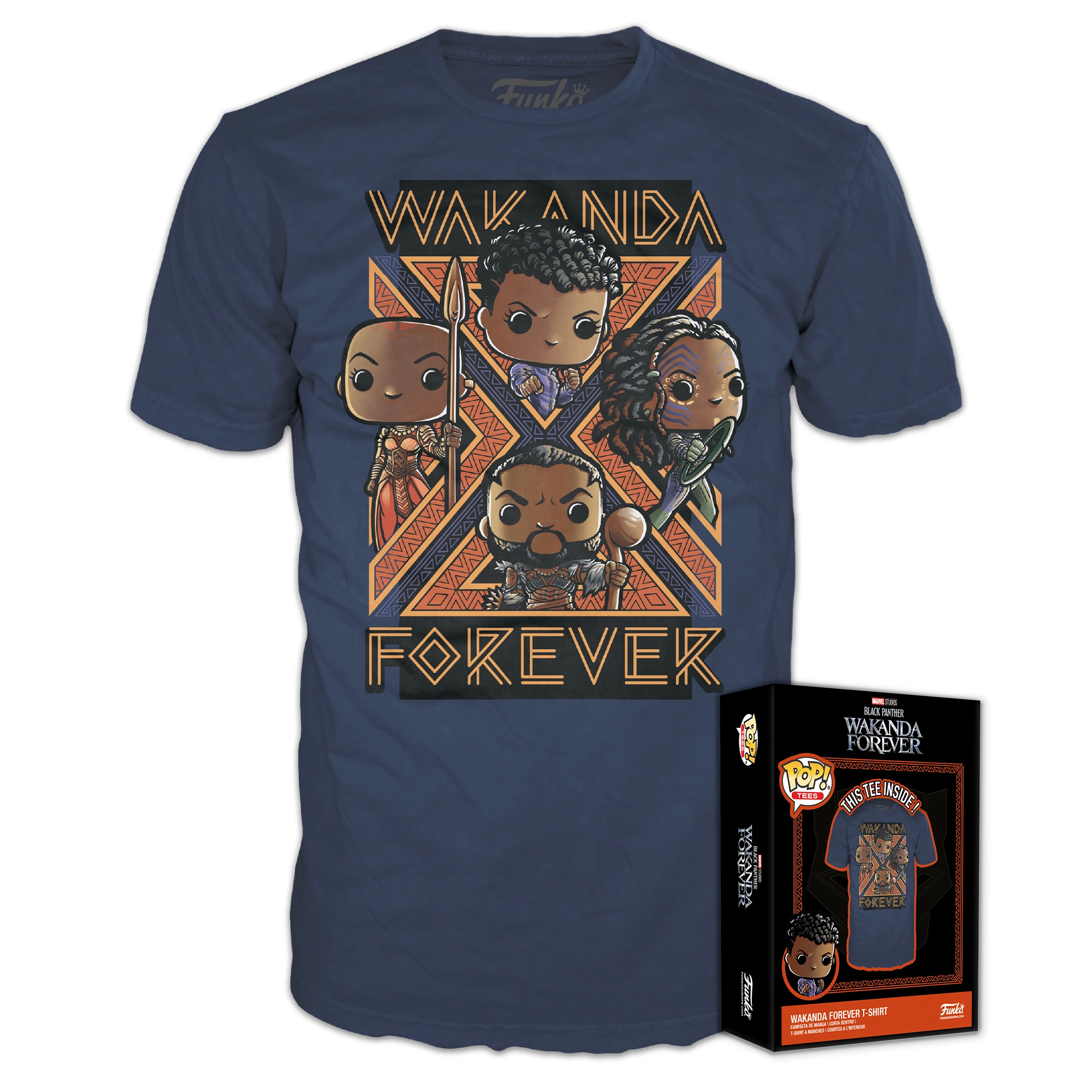 Black panther wakanda forever - groupe - t-shirt pop (xl)