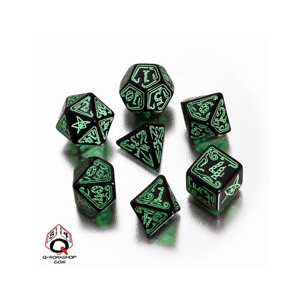 Set de Dés Appel de Cthulhu Noir et Vert